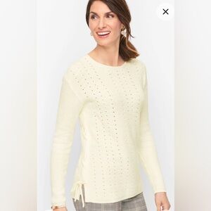 TALBOT’S POINTELLE EYELET DETAIL PULLOVER SWEATER MEDIUM